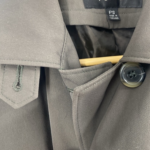 Gallery petite muted grey color car coat button front pockets - Picture 8 of 15